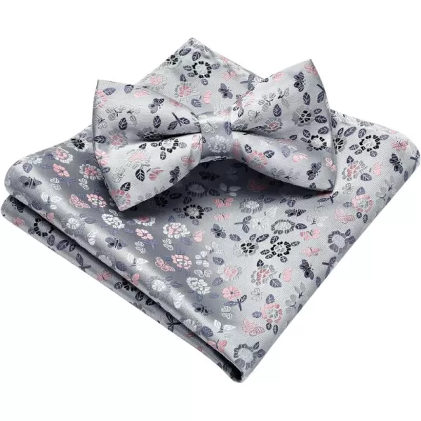 HISDERN Bow Ties for Men Paisley Floral Pre-tied Bowtie Pocket Square Set Men's Formal Bow Ties Wedding Party…