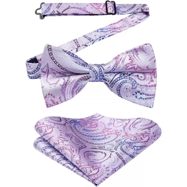 HISDERN Bow Ties for Men Paisley Floral Pre-tied Bowtie Pocket Square Set Men's Formal Bow Ties Wedding Party…