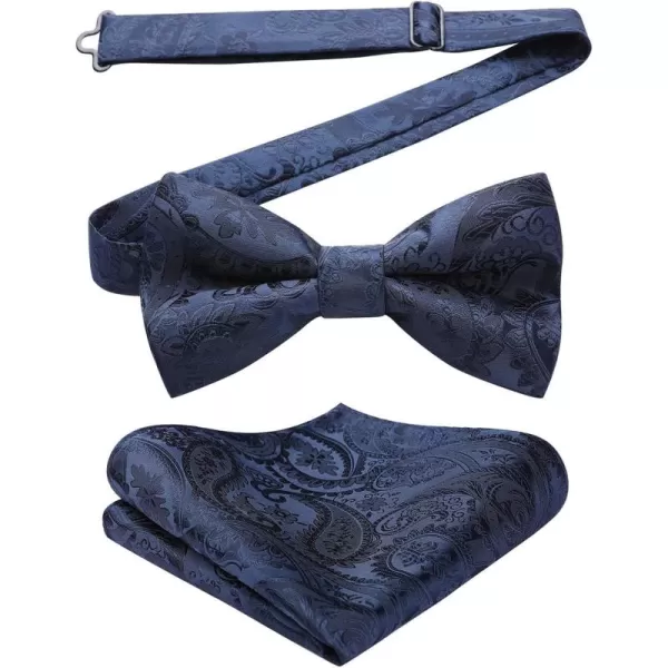 HISDERN Bow Ties for Men Paisley Floral Pre-tied Bowtie Pocket Square Set Men's Formal Bow Ties Wedding Party…