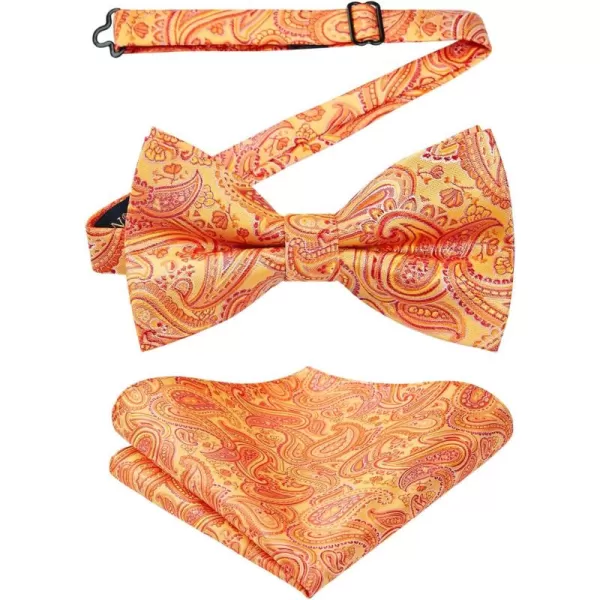 HISDERN Bow Ties for Men Paisley Floral Pre-tied Bowtie Pocket Square Set Men's Formal Bow Ties Wedding Party…