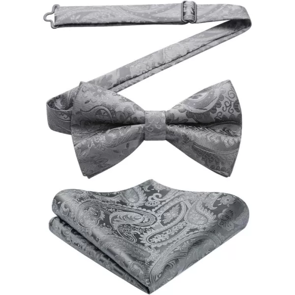 HISDERN Bow Ties for Men Paisley Floral Pre-tied Bowtie Pocket Square Set Men's Formal Bow Ties Wedding Party…