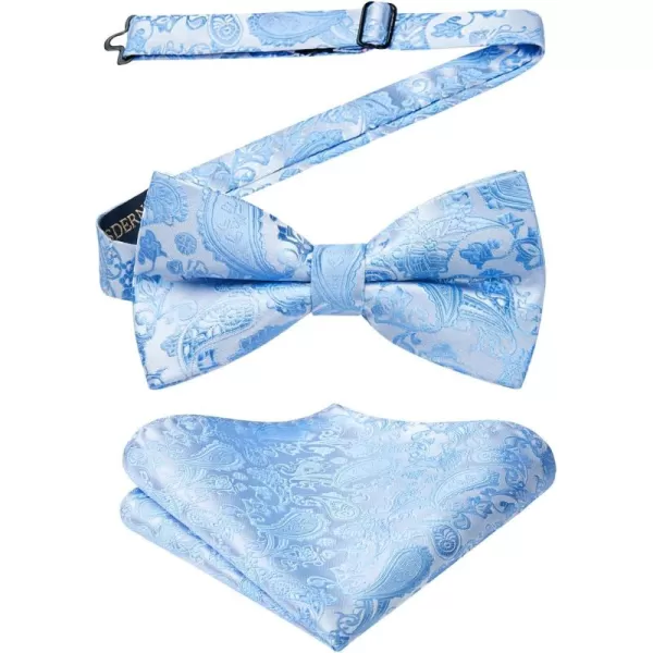 HISDERN Bow Ties for Men Paisley Floral Pre-tied Bowtie Pocket Square Set Men's Formal Bow Ties Wedding Party…