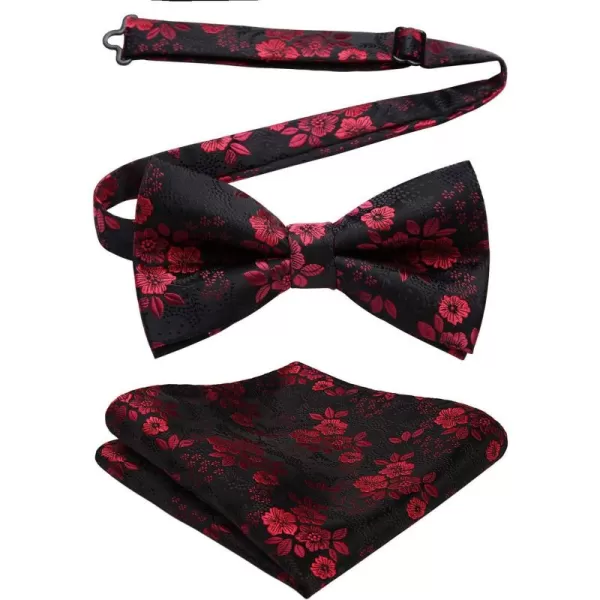 HISDERN Bow Ties for Men Paisley Floral Pre-tied Bowtie Pocket Square Set Men's Formal Bow Ties Wedding Party…