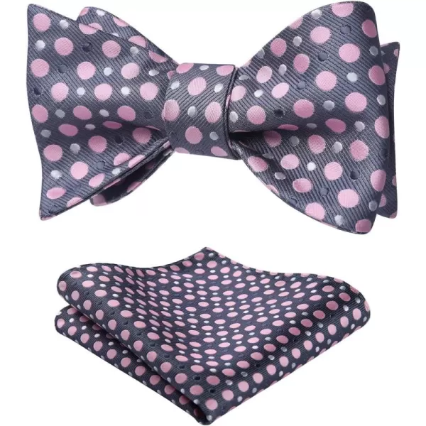 HISDERN Bow Ties for Men Polka Dot Selftie Bowtie and Pocket Square Classic Business Tuxedo Wedding Bowties Handkerchief