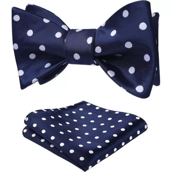HISDERN Bow Ties for Men Polka Dot Selftie Bowtie and Pocket Square Classic Business Tuxedo Wedding Bowties Handkerchief