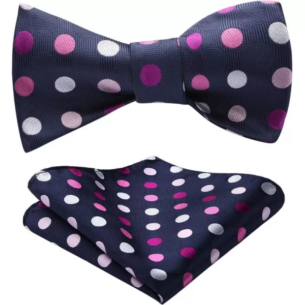 HISDERN Bow Ties for Men Polka Dot Selftie Bowtie and Pocket Square Classic Business Tuxedo Wedding Bowties Handkerchief