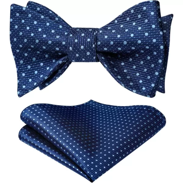 HISDERN Bow Ties for Men Polka Dot Selftie Bowtie and Pocket Square Classic Business Tuxedo Wedding Bowties Handkerchief