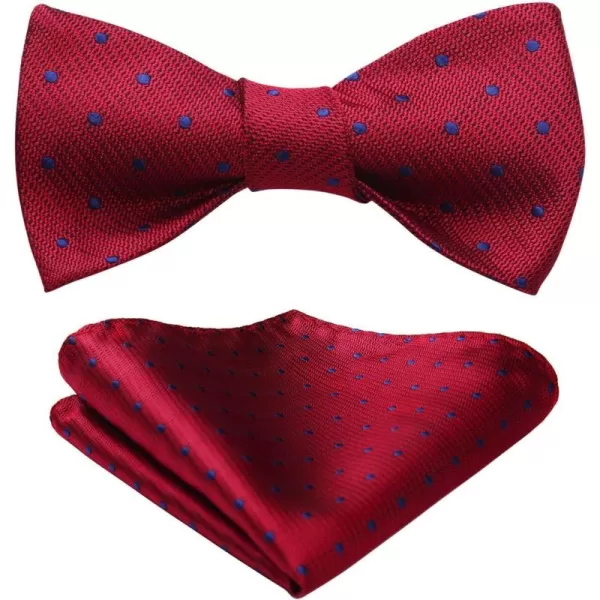 HISDERN Bow Ties for Men Polka Dot Selftie Bowtie and Pocket Square Classic Business Tuxedo Wedding Bowties Handkerchief