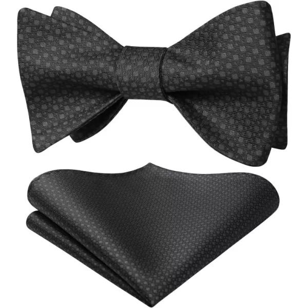 HISDERN Bow Ties for Men Polka Dot Selftie Bowtie and Pocket Square Classic Business Tuxedo Wedding Bowties Handkerchief