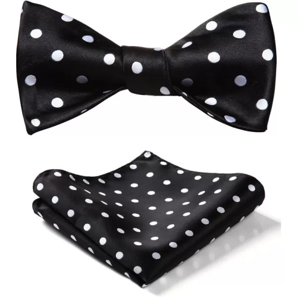 HISDERN Bow Ties for Men Polka Dot Selftie Bowtie and Pocket Square Classic Business Tuxedo Wedding Bowties Handkerchief