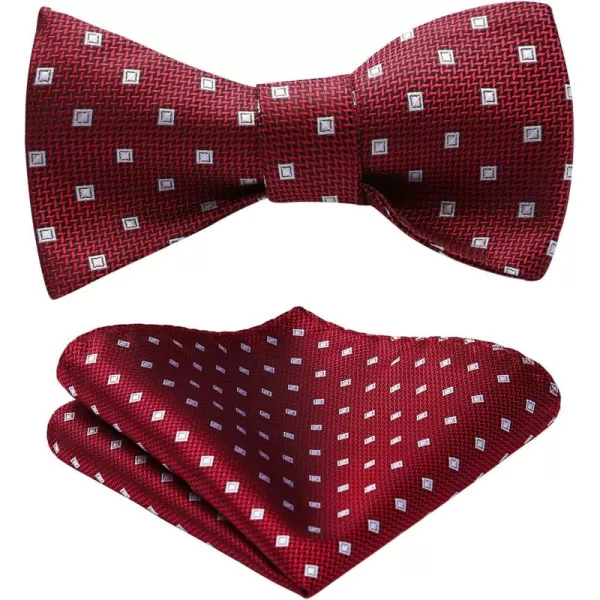 HISDERN Bow Ties for Men Polka Dot Selftie Bowtie and Pocket Square Classic Business Tuxedo Wedding Bowties Handkerchief