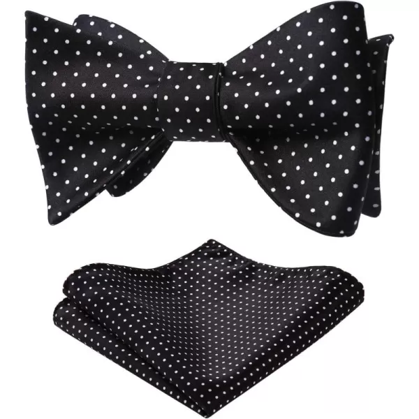 HISDERN Bow Ties for Men Polka Dot Selftie Bowtie and Pocket Square Classic Business Tuxedo Wedding Bowties Handkerchief