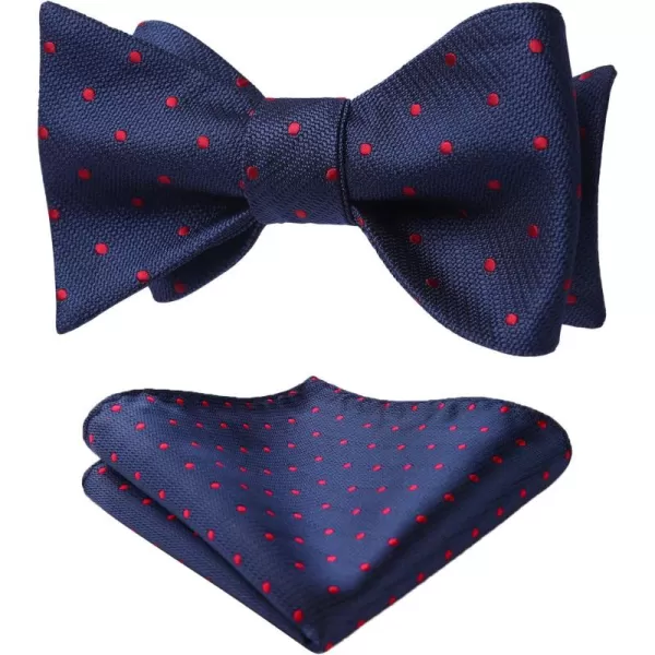 HISDERN Bow Ties for Men Polka Dot Selftie Bowtie and Pocket Square Classic Business Tuxedo Wedding Bowties Handkerchief