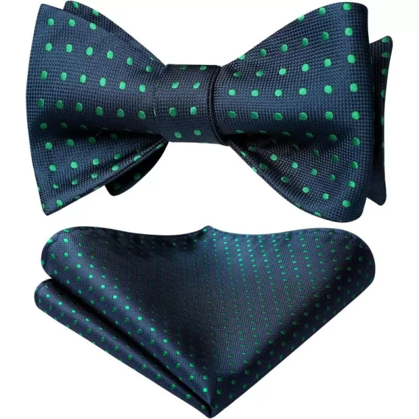 HISDERN Bow Ties for Men Polka Dot Selftie Bowtie and Pocket Square Classic Business Tuxedo Wedding Bowties Handkerchief