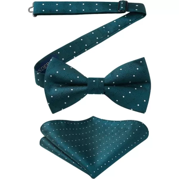 HISDERN Bow Ties for Men Pre-Tie Bow Tie and Pocket Square Set Bowtie Formal Tuxedo Wedding Bowties Handkerchief Set