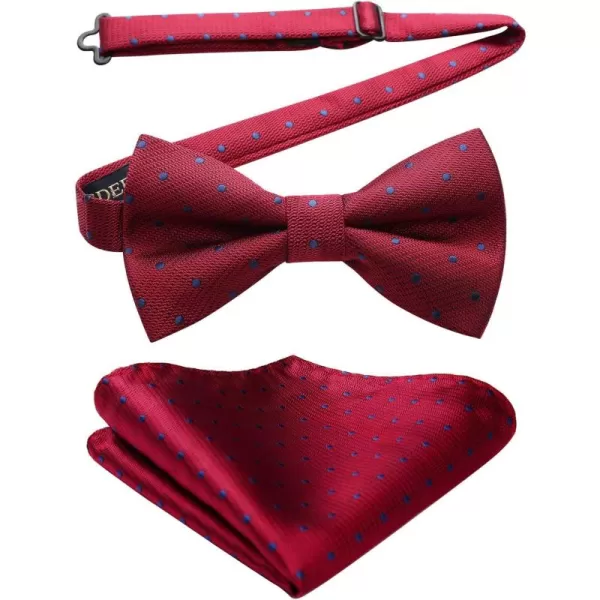 HISDERN Bow Ties for Men Pre-Tie Bow Tie and Pocket Square Set Bowtie Formal Tuxedo Wedding Bowties Handkerchief Set