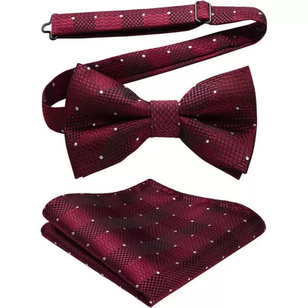 HISDERN Bow Ties for Men Pre-Tie Bow Tie and Pocket Square Set Bowtie Formal Tuxedo Wedding Bowties Handkerchief Set