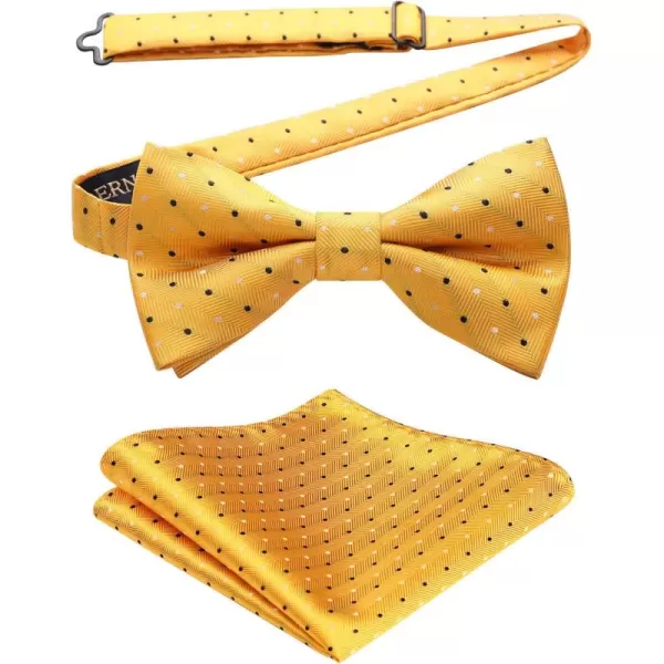 HISDERN Bow Ties for Men Pre-Tie Bow Tie and Pocket Square Set Bowtie Formal Tuxedo Wedding Bowties Handkerchief Set