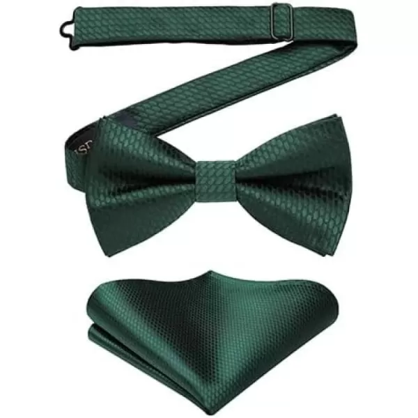 HISDERN Bow Ties for Men Pre-Tie Bow Tie and Pocket Square Set Bowtie Formal Tuxedo Wedding Bowties Handkerchief Set