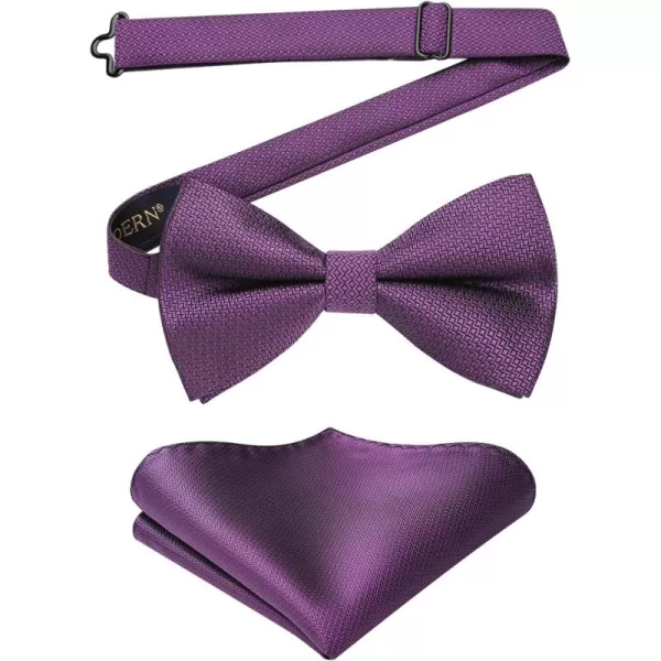 HISDERN Bow Ties for Men Pre-Tie Bow Tie and Pocket Square Set Bowtie Formal Tuxedo Wedding Bowties Handkerchief Set