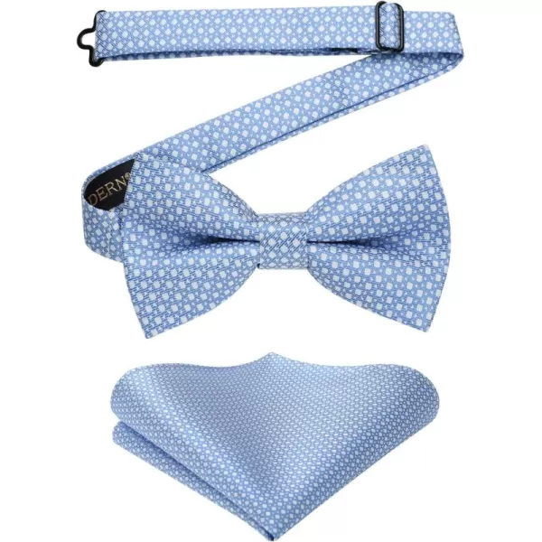 HISDERN Bow Ties for Men Pre-Tie Bow Tie and Pocket Square Set Bowtie Formal Tuxedo Wedding Bowties Handkerchief Set