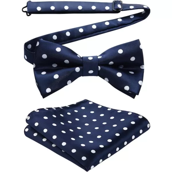 HISDERN Bow Ties for Men Pre-Tie Bow Tie and Pocket Square Set Bowtie Formal Tuxedo Wedding Bowties Handkerchief Set