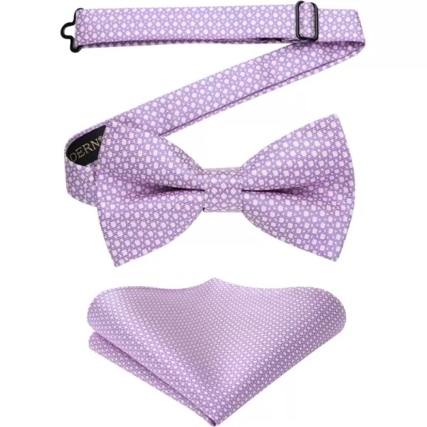 HISDERN Bow Ties for Men Pre-Tie Bow Tie and Pocket Square Set Bowtie Formal Tuxedo Wedding Bowties Handkerchief Set