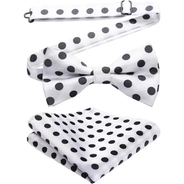 HISDERN Bow Ties for Men Pre-Tie Bow Tie and Pocket Square Set Bowtie Formal Tuxedo Wedding Bowties Handkerchief Set