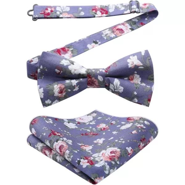 HISDERN Bow Ties for Men Pre-tied Paisley Bow Ties Pocket Square Set Men's Bowtie Wedding Party