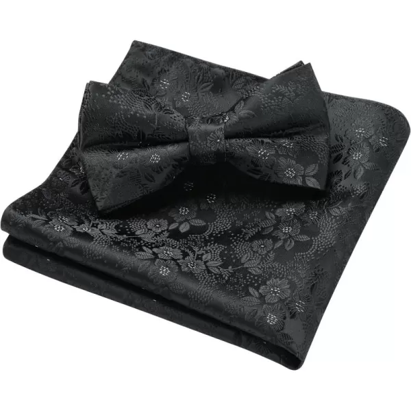 HISDERN Bow Ties for Men Pre-tied Paisley Bow Ties Pocket Square Set Men's Bowtie Wedding Party