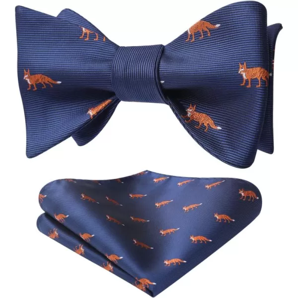 HISDERN Bow Ties for Men Self Tie Animal Bowties Pocket Square Woven Silk Fun Bowtie Handkerchief Set for Wedding Party