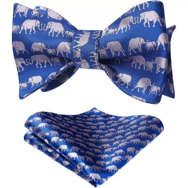 HISDERN Bow Ties for Men Self Tie Animal Bowties Pocket Square Woven Silk Fun Bowtie Handkerchief Set for Wedding Party