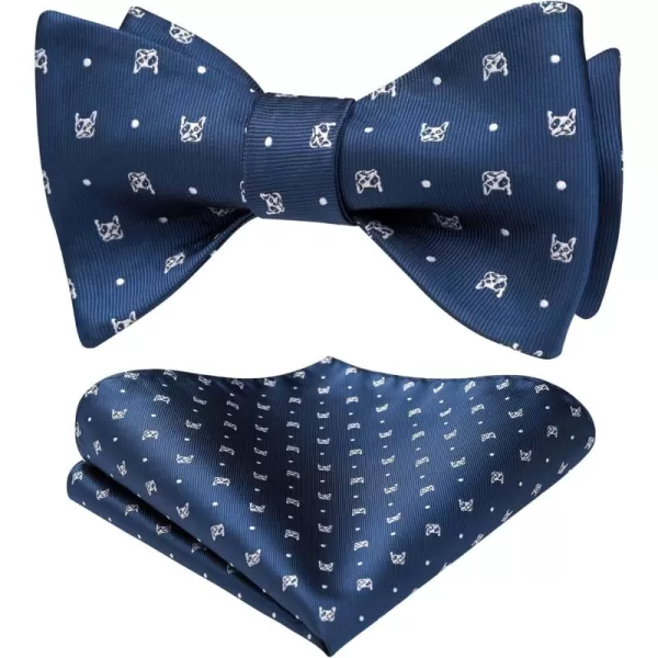 HISDERN Bow Ties for Men Self Tie Animal Bowties Pocket Square Woven Silk Fun Bowtie Handkerchief Set for Wedding Party