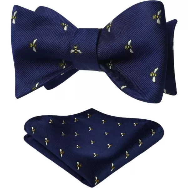 HISDERN Bow Ties for Men Self Tie Animal Bowties Pocket Square Woven Silk Fun Bowtie Handkerchief Set for Wedding Party