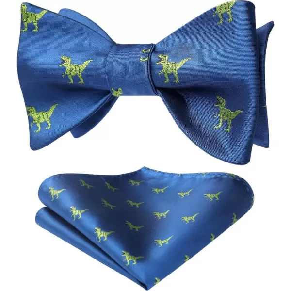 HISDERN Bow Ties for Men Self Tie Animal Bowties Pocket Square Woven Silk Fun Bowtie Handkerchief Set for Wedding Party