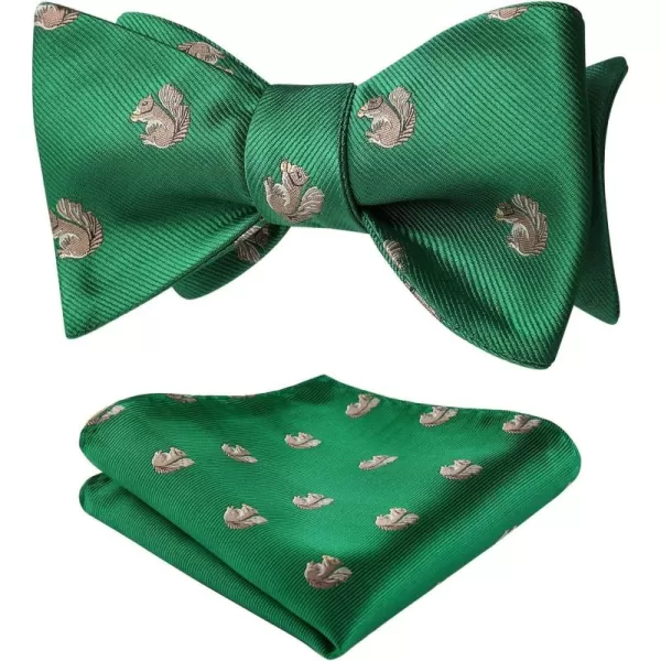HISDERN Bow Ties for Men Self Tie Animal Bowties Pocket Square Woven Silk Fun Bowtie Handkerchief Set for Wedding Party