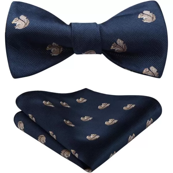 HISDERN Bow Ties for Men Self Tie Animal Bowties Pocket Square Woven Silk Fun Bowtie Handkerchief Set for Wedding Party