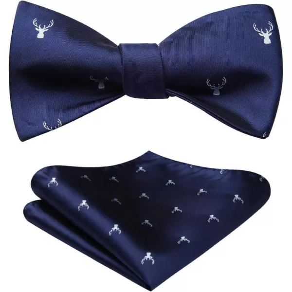 HISDERN Bow Ties for Men Self Tie Animal Bowties Pocket Square Woven Silk Fun Bowtie Handkerchief Set for Wedding Party
