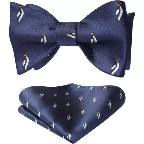HISDERN Bow Ties for Men Self Tie Animal Bowties Pocket Square Woven Silk Fun Bowtie Handkerchief Set for Wedding Party