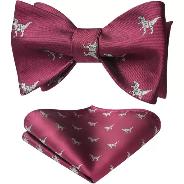 HISDERN Bow Ties for Men Self Tie Animal Bowties Pocket Square Woven Silk Fun Bowtie Handkerchief Set for Wedding Party