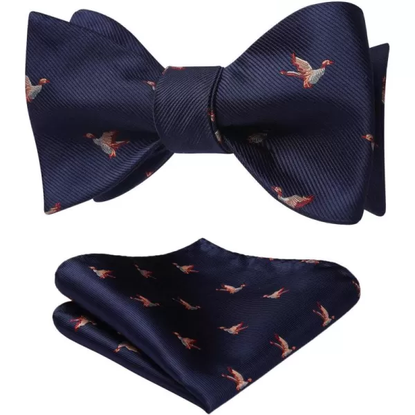 HISDERN Bow Ties for Men Self Tie Animal Bowties Pocket Square Woven Silk Fun Bowtie Handkerchief Set for Wedding Party