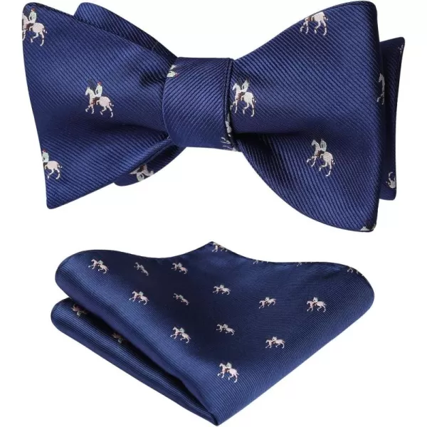 HISDERN Bow Ties for Men Self Tie Animal Bowties Pocket Square Woven Silk Fun Bowtie Handkerchief Set for Wedding Party