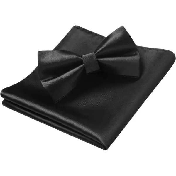 HISDERN Bow Ties for Men Solid Color Pre-Tie Bow Tie and Pocket Square Set Classic Formal Tuxedo Bowties for Wedding Party