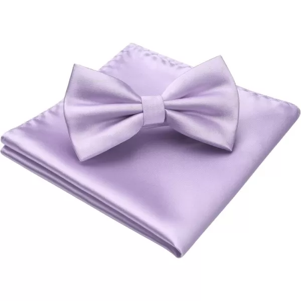 HISDERN Bow Ties for Men Solid Color Pre-Tie Bow Tie and Pocket Square Set Classic Formal Tuxedo Bowties for Wedding Party