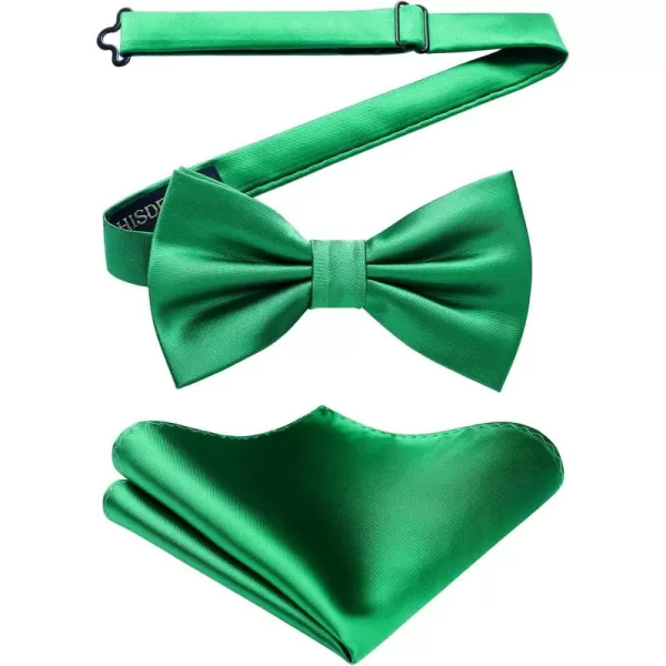 HISDERN Bow Ties for Men Solid Color Pre-Tie Bow Tie and Pocket Square Set Classic Formal Tuxedo Bowties for Wedding Party