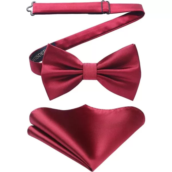 HISDERN Bow Ties for Men Solid Color Pre-Tie Bow Tie and Pocket Square Set Classic Formal Tuxedo Bowties for Wedding Party