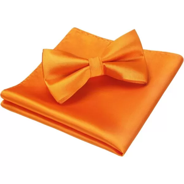HISDERN Bow Ties for Men Solid Color Pre-Tie Bow Tie and Pocket Square Set Classic Formal Tuxedo Bowties for Wedding Party