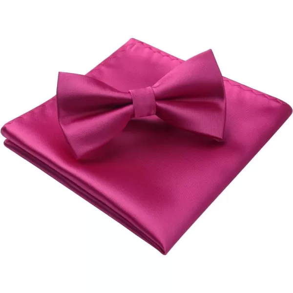 HISDERN Bow Ties for Men Solid Color Pre-Tie Bow Tie and Pocket Square Set Classic Formal Tuxedo Bowties for Wedding Party