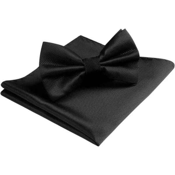 HISDERN Bow Ties for Men Solid Color Pre-Tie Bow Tie and Pocket Square Set Classic Formal Tuxedo Bowties for Wedding Party