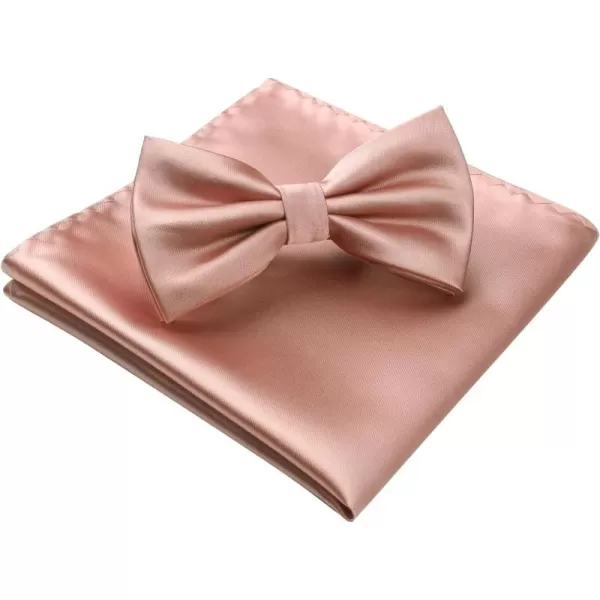 HISDERN Bow Ties for Men Solid Color Pre-Tie Bow Tie and Pocket Square Set Classic Formal Tuxedo Bowties for Wedding Party